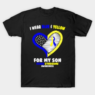 I Wear Blue and Yellow For My Son - Down Syndrome Awareness T-Shirt